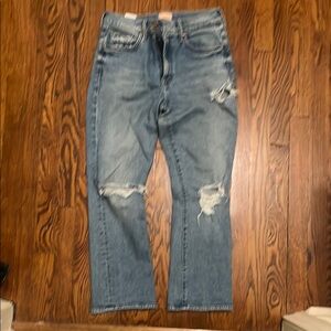 Mother (The Insider) Cropped Distressed Jeans